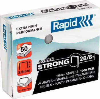 Kapëse letre Esselte Rapid Strong 26/8+, 1000 copë, metalike