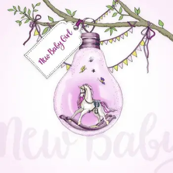 Kartolinë urimi Clear Creations Swarovski CL2801, për lindjen e vajzës, rozë