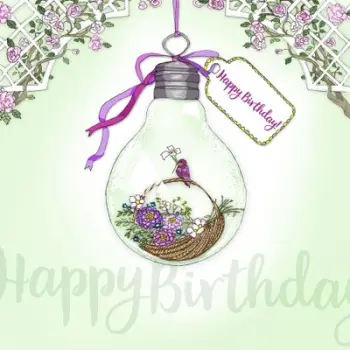 Kartolinë urimi Clear Creations Swarovski Square, Birthday Light Bulb, me kristale, shumëngjyrëshe