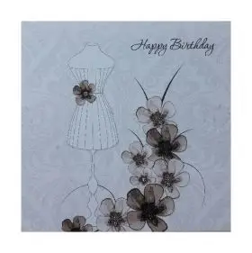 Kartolinë urimi Clear Creations Swarovski Square Card CL0112 Birthday Dress, me kristale Swarovski, për ditëlindje, shumëngjyrëshe