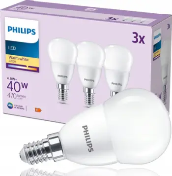 Llambë LED Philips E14, 4.9W 470lm 2700K, matt, set 3 copë
