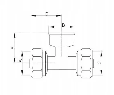 Nyje tee Pex-gw-pex, kompresion 20x3/4"x20, bronz i nikluar - 2