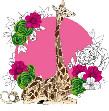 Kartolinë urimi Clear Creations Swarovski Square CL1427 Giraffe Flowers, katrore, me kristal Swarovski