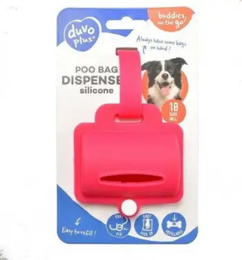 Dispensues qesesh higjienike Duvoplus Silicone Poop Bag Dispenser, silikon fleksibël, me kapëse, i zi
