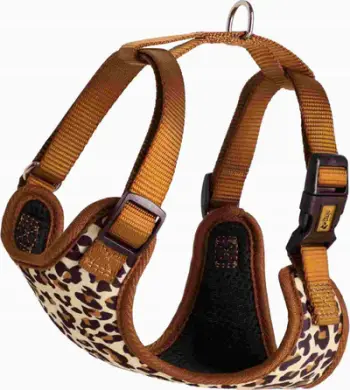 Parzmore për qen DINGO Pressure Free, madhësia L, rregullim me dy rripa, model Leopard