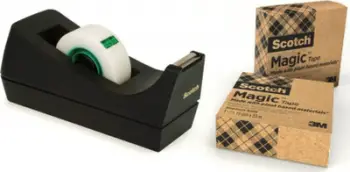 Dispenzer shiriti ngjitës Scotch C38 Magic Tape, me 3 rrotulla 19mm x 33m, i zi