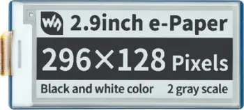 Display E-paper Waveshare 19408, 2.9", 296x128, SPI, i zi e bardhë