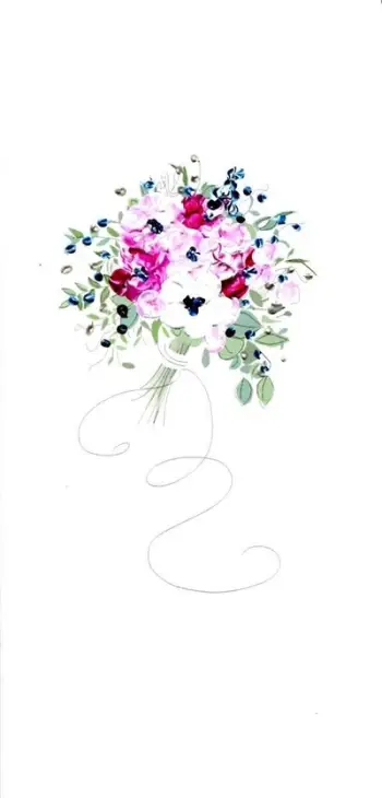 Kartolinë urimi DL Greeting Card OG02 Bouquet, 200 g/m2, e bardhë