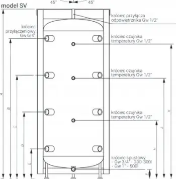 Rezervuar buffer Kospel SV-200.1, 220L, me izolim PUR