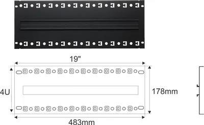 Pllakë montuese rack Pulsar A19-TS-35/BL-4U, 19", 4U, e zezë - 5