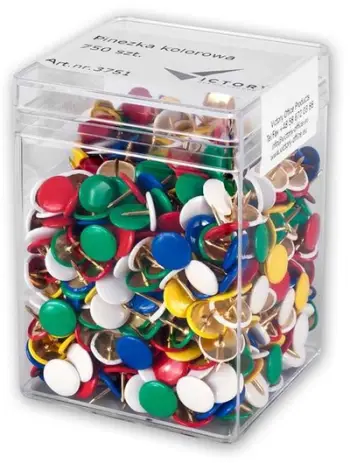 Gjilpëra zyre Victory Office Product Color Push Pins 3751, 750 copë, shumëngjyrëshe