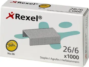 Kapëse letre Rexel Staples 26/6, 1000 copë, argjendi