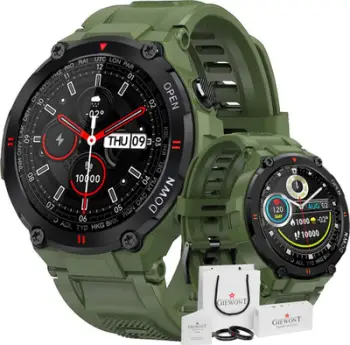 Smartwatch Giewont GW430-3, ekran me ngjyra, rezistent ndaj ujit, jeshil