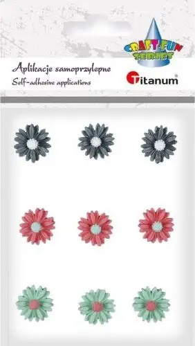 Autokolantë dekorativë Titanum, lule margaritar rrëshirë, 9 copë, gri koral mint