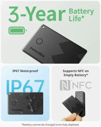Gjurmues portofoli SwitchBot Wallet Tracker, set 2 copë, NFC, jetë baterie deri 3 vite, i bardhë