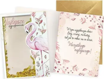 Kartolinë urimi KUKARTKA B6 Confetti Flamingo, me konfete, me zarf shumëngjyrësh