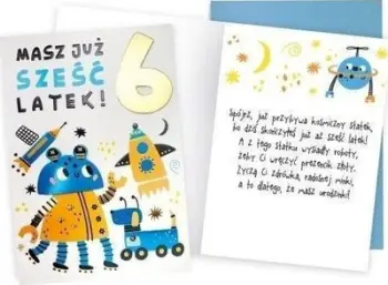 Kartolinë urimi KUKARTKA Birthday Card 6 Robots, për 6 vjeç, shumëngjyrëshe