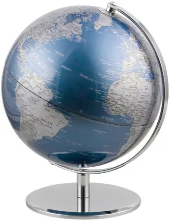Glob dekorativ EMFORM Table Globe Planet, 25 cm, metalik blu argjend