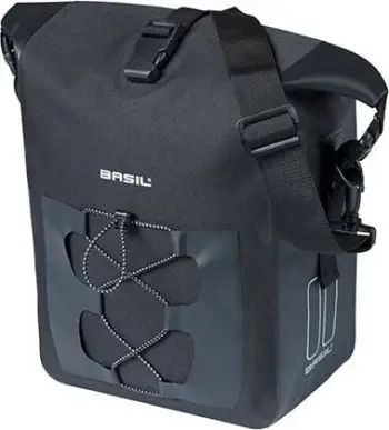 Çantë anësore biçiklete Basil Navigator Touring, 12-15L, e papërshkueshme nga uji, e zezë