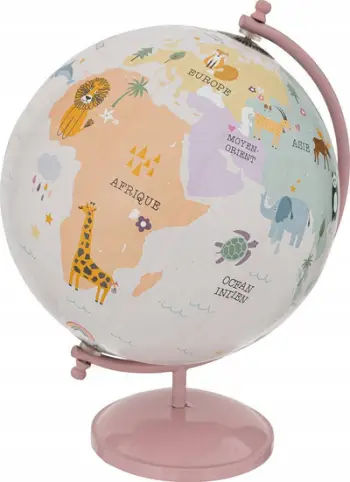 Glob edukativ Atmosphera for kids, 20 cm, me kafshë, rozë