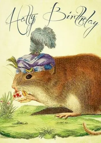 Kartolinë urimi Madame Treacle Birthday Mouse in a hat, format B6, me zarf