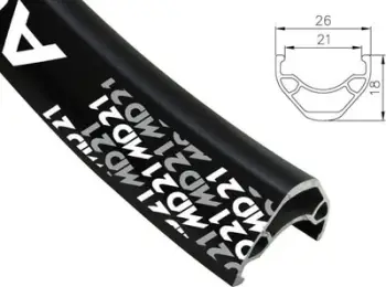 Rim biçiklete malore Alexrims MD21 27.5", 36 vrima, Tubeless Ready, për disk, i zi
