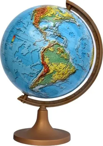 Globus Zachem 3D Physical, 32 cm, bazë plastike, ngjyrë ari