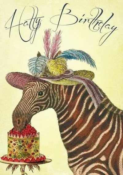 Kartolinë urimi Madame Treacle Birthday Zebra in a Hat, format B6, me zarf - 1