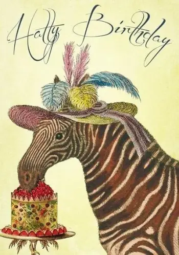 Kartolinë urimi Madame Treacle Birthday Zebra in a Hat, format B6, me zarf