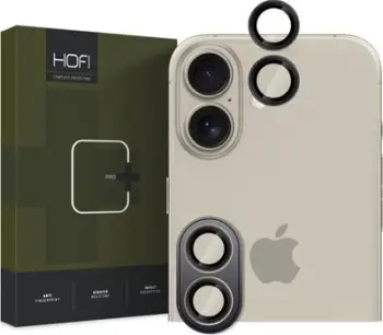 Mbrojtës kamere Hofi Camring Pro+ për iPhone 16/16 Plus, alumini dhe xham, i zi