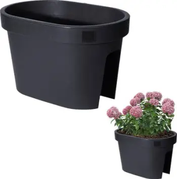 Vazo ballkoni Prosperplast Rail Flower Pot, 90% material i ricikluar, e zezë