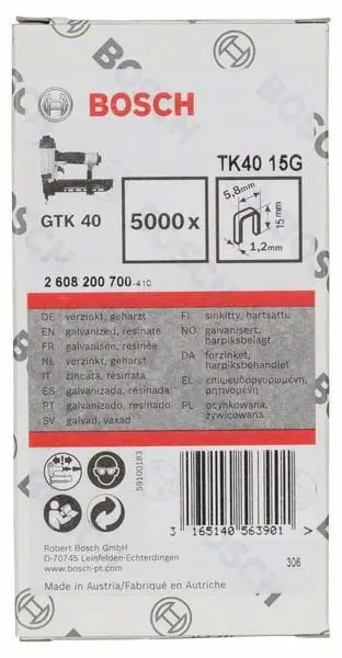 Kapëse me kurorë të ngushtë 1.2 18G, të galvanizuara, për dru, të argjendta