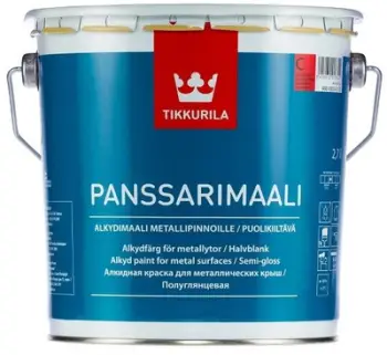 Bojë metalike Tikkurila PANSSARIMAALI A, alkid gjysmë e shkëlqyeshme, 0.9L, e bardhë