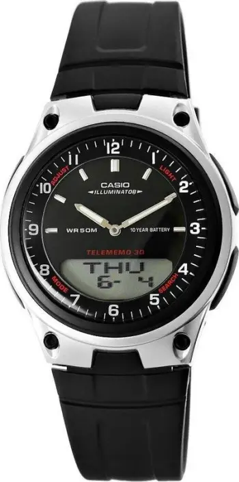 Orë dore Casio AW-80-1AVDF, anadigi, rezistente ndaj ujit, e zezë