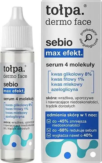 Serum fytyre Tołpa Dermo Face Sebio Max Effect, 4 molekula hidratuese, 20 ml