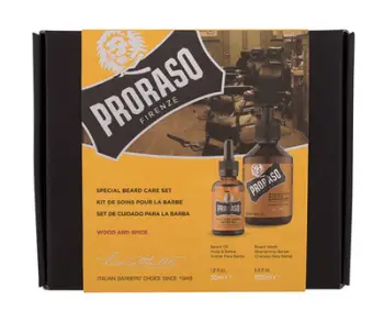 Set për mjekërr Proraso Wood & Spice, shampo 200 ml + vaj 30 ml