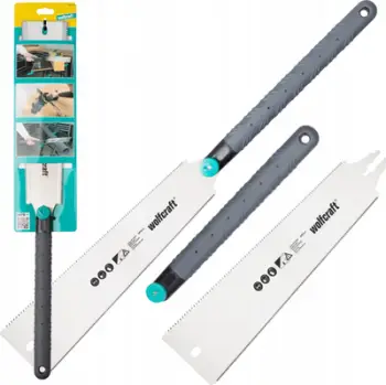 Sharrë japoneze Wolfcraft 6955000, teh me dhëmbëzim dyanshëm, dorezë ergonomike, gri
