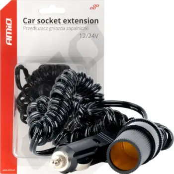 Distributori për ndezës cigaresh AMiO 03805, 12-24V, kabllo 3m, i zi