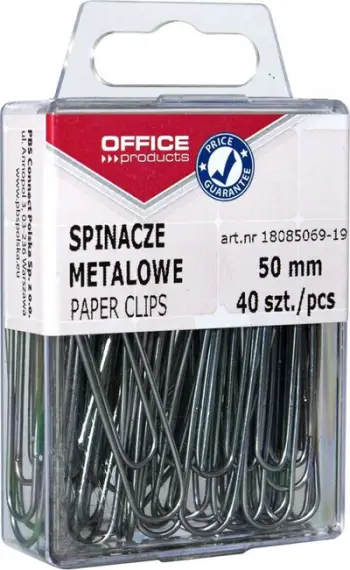 Kapëse metalike Office Products, 40 copë, 50 mm, të argjendta