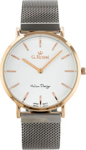 Ora dore G. Rossi 10771B-3B4, mekanizëm quartz, metalike argjend me rosegold, për femra