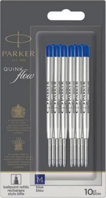 Rimbushës stilolapsi Parker QUINKflow, medium, bojë blu, paketa me 10 copë