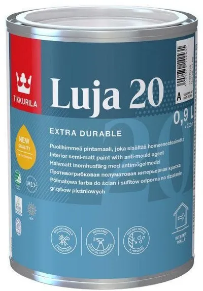 Bojë muresh Tikkurila Luja 20, rezistente ndaj lagështisë, 0.9L, e bardhë - 1