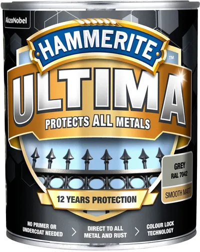 Bojë për metal Hammerite Ultima Grey RAL 7042, smooth matt, gri - 1