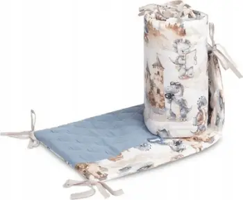 Mbrojtës krevati për bebe BabyMate Muslin Dragons, 120x60 cm, pambuk, blu jeans