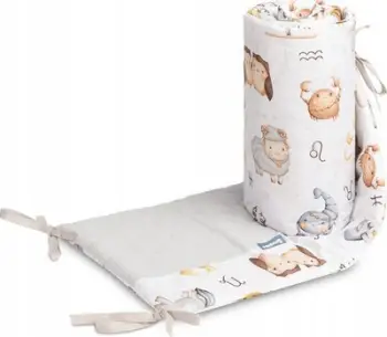 Mbrojtës krevati për bebe MUSLIN Zodiac, 120x60 cm, pambuk, gri