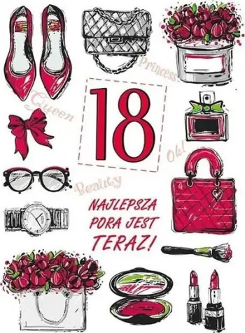 Kartolinë urimi Stamp Card Party, ditëlindje 18 vjeç, madhësia B6, me zarf