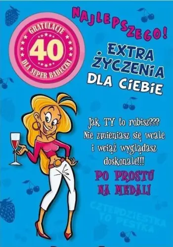 Kartolinë urimi Stamp Party, ditëlindje 40 vjeç, me sticker, me zarf