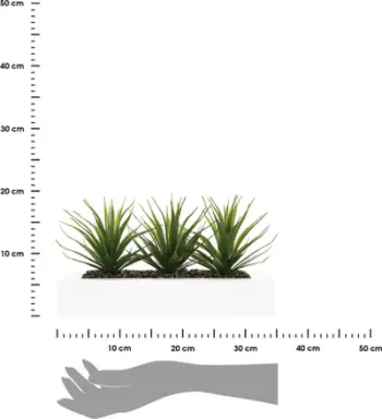 Vazo dekorative me bimë artificiale Aloe Vera, 3 fidane, 31x16x17 cm, jeshile