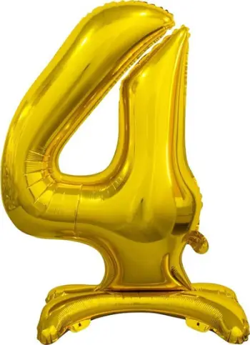 Balon decorativ GoDan numri 4, 74 cm, folje, ngjyrë ari
