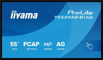 Monitor interaktiv Iiyama T5529AS B1AG, 55", 4K Ultra HD, me prekje, i zi